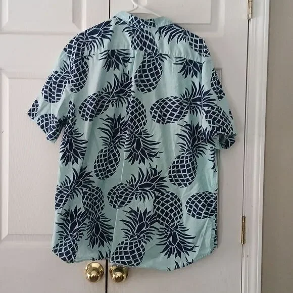 Old Navy Classic slim fit pineapple print button down causal shirt Sz XXL - Picture 5 of 7